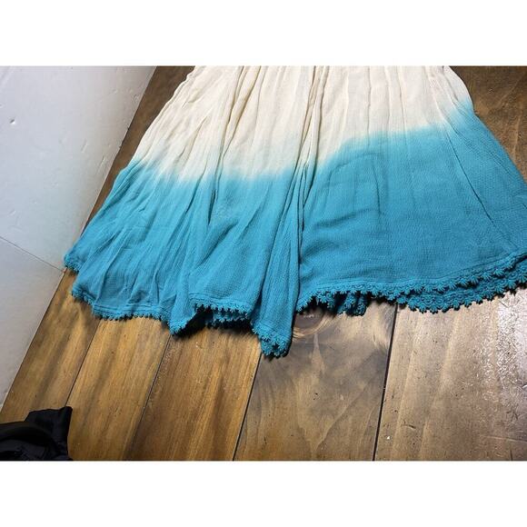 Double D Ranch Womens Shift Dress Large Teal Ombré Crochet Trim Boho Large - Picture 6 of 15